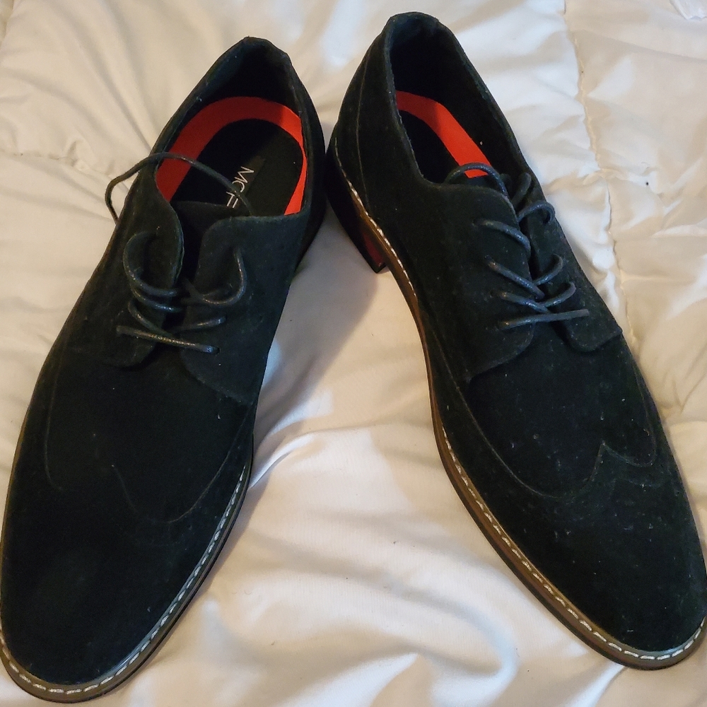 MOFRI Men's Dress shoes Formal Wingtip Oxford Black Suede